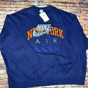 Nike Men's Blue and Orange Crewneck Sweater